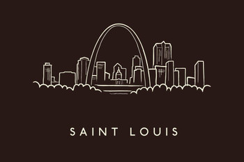 Laminated Saint Louis City Skyline Pencil Sketch Art Print Poster Dry Erase Sign 18x12