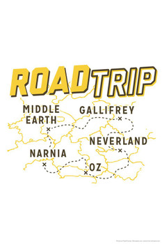 Fantasy Road Trip Funny Travel Parody Laminated Dry Erase Wall Poster 12x18