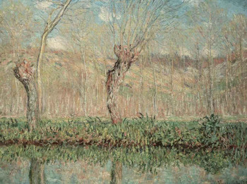 Laminated Claude Monet Printemps Bord De LEpte Landscape Painting Impressionist Art Poster Claude Monet Prints Nature Landscape Painting Monet Canvas Wall Art French Poster Dry Erase Sign 18x12