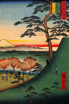 Laminated Utagawa Hiroshige Original Fuji In Meguro Japanese Art Poster Traditional Japanese Wall Decor Hiroshige Woodblock Landscape Artwork Hills Nature Asian Print Poster Dry Erase Sign 12x18