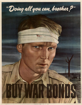 Laminated Doing All You Can Brother WPA War Propaganda Poster Dry Erase Sign 12x18