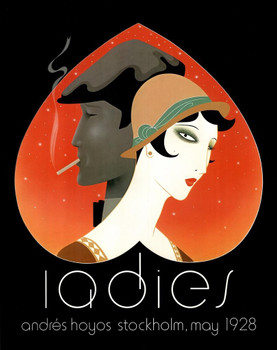 Laminated Andres Hoyos Ladies Stockholm Woman In Hat Man Smoking Cigarette May 1928 Heart Poster Dry Erase Sign 12x18
