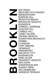 Laminated Neighborhoods Brooklyn Astoria Brooklyn Heights Dumbo Flatbush Long Island City White Poster Dry Erase Sign 12x18