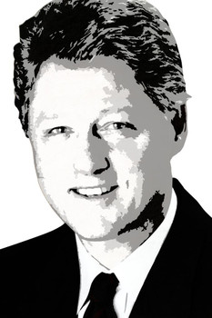 Laminated President William Jefferson Bill Clinton Pop Art Democratic Politics Politician POTUS BlacK White Poster Dry Erase Sign 12x18
