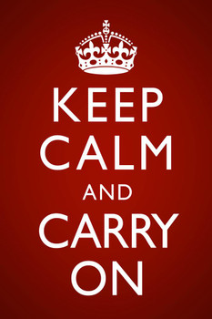 Laminated Keep Calm Carry On Red Vignette Poster Dry Erase Sign 12x18