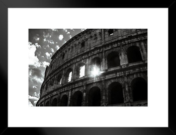 Sun Through The Colosseum Rome Italy Amphitheatre Artistic Fine Art Photograph Matted Framed Wall Art Print 26x20 inchx Inch