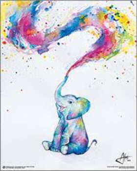 Spring By Marc Allante Watercolor Baby Elephant Cool Wall Decor Art Print Poster 16x20