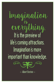 Laminated Albert Einstein Imagination Is Everything Lifes Coming Attractions Motivational Brown Poster Dry Erase Sign 12x18