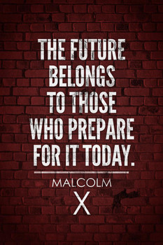 Malcolm X Poster The Future Belongs to Those Who Prepare for It Today Civil Rights Black History Red Cool Wall Art Print Poster 24x36