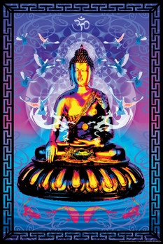 Laminated Buddha Fractal Art Print Poster Dry Erase Sign 12x18