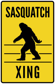 Laminated Warning Sasquatch Crossing Poster Dry Erase Sign 12x18