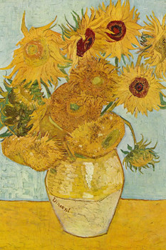 Laminated Vincent van Gogh Sunflowers In Vase Poster 1888 Flower Still Life Impressionist Painting Oil On Canvas Poster Dry Erase Sign 12x18