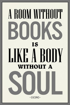 Laminated Cicero A Room Without Books Is Like A Body Without A Soul Black White Poster Dry Erase Sign 12x18