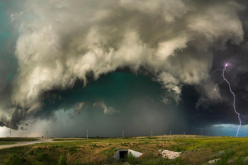 Laminated Violent Thunderstorm on Plains of Kansas Photo Art Print Poster Dry Erase Sign 18x12