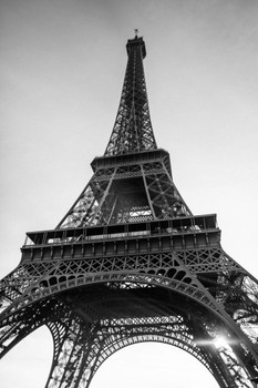 Laminated Eiffel Tower Paris France in Black and White Photo Art Print Poster Dry Erase Sign 12x18