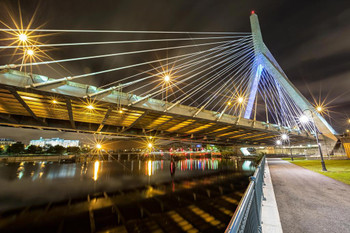 Laminated Leonard Zakim Bunker Hill Memorial Bridge Boston Photo Art Print Poster Dry Erase Sign 18x12