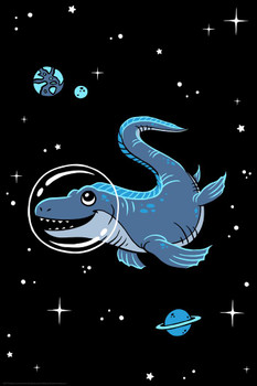 Mosasaurus Dinos in Space Dinosaur Poster For Kids Room Space Dinosaur Decor Dinosaur Pictures For Wall Dinosaur Wall Art Prints for Walls Meteor Science Poster Cool Huge Large Giant Poster Art 36x54