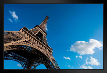 Eiffel Tower Paris France Famous Monument Photo From Below Landscape Black Wood Framed Poster 20x14