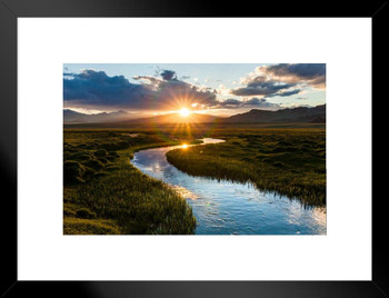 Mountain River Perfect Fishing Sunset Landscape Photo Beach Palm Pictures Ocean Scenic Scenery Tropical Nature Photography Paradise Scenes Matted Framed Art Wall Decor 26x20