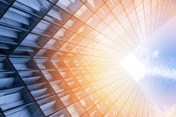 Laminated Windowed Skyscraper Sun Reflecting Artistic Photo Poster Dry Erase Sign 18x12