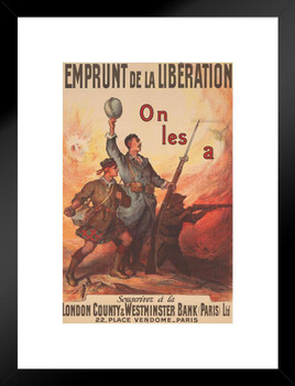 Emprunt de la Liberation WPA War Propaganda Matted Framed Wall Art Print 20x26