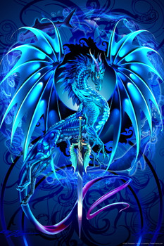 Blue Dragon Dragonsword Seablade Ruth Thompson Fantasy Poster Nina Nylander Knight Sword Creative Photograph Picture Bedroom Living Room Home Aesthetic Cool Wall Decor Art Print Poster 12x18