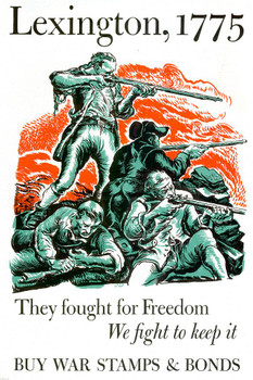 Laminated Lexington They Fought for Freedom WPA War Propaganda Poster Dry Erase Sign 12x18