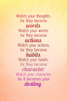 Watch Your Thoughts Bright Color Motivational Inspirational Teamwork Quote Inspire Quotation Gratitude Positivity Support Motivate Sign Good Vibes Social Work Cool Wall Art Print Poster 12x18