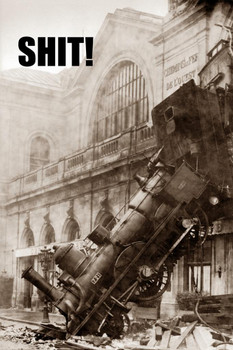 Laminated Sht! Train Crash Station Wreck Locomotive Off Tracks Gare Montparnasse Classic College Poster Dry Erase Sign 12x18