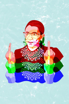 Laminated Ruth Bader Ginsburg RBG Middle Fingers Colors Funny Supreme Court I Dissent Poster Dry Erase Sign 12x18