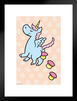 Jim Benton Unicorn Pooping Cupcakes Funny Matted Framed Wall Art Print 20x26 inch