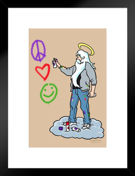 Jim Benton Let Us Spray God Graffiti Funny Matted Framed Wall Art Print 20x26 inch