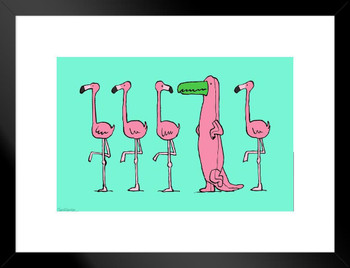 Jim Benton Flamingo Gator Costume Funny Flamingo Prints Flamingo Wall Decor Beach Theme Bathroom Decor Wildlife Print Pink Flamingo Bird Exotic Beach Poster Matted Framed Art Wall Decor 20x26