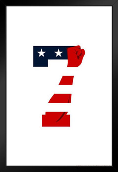 Power 7 Logo American Flag Justice Fist Black Wood Framed Art Poster 14x20