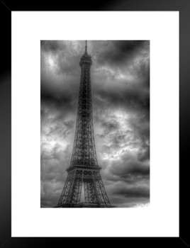 Monument de Paris Eiffel Tower Paris France Black And White Photo Art Matted Framed Wall Art Print 20x26 inch