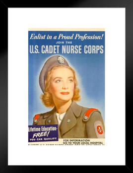 Join The US Cadet Nurse Corps WPA War Propaganda Matted Framed Wall Art Print 20x26