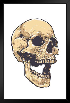 Grunge Skull Anatomical Artistic Drawing Black Wood Framed Art Poster 14x20