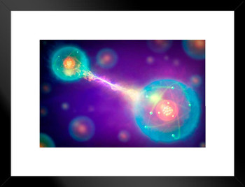 Quantum Entanglement Atoms Attracting Science Diagram Matted Framed Wall Art Print 26x20 inch