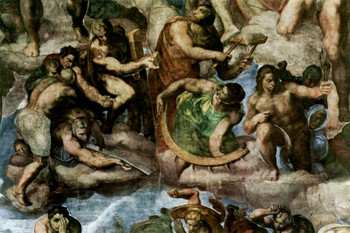 Michelangelo The Last Judgment Closeup Fresco Sistine Chapel Vatican City Cool Wall Decor Art Print Poster 36x24