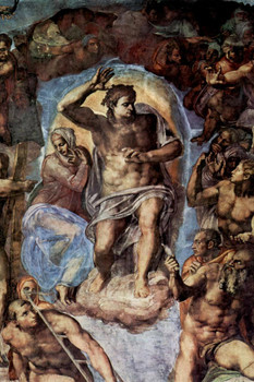 Laminated Michelangelo The Last Judgment Closeup Fresco Sistine Chapel Vatican City Poster Dry Erase Sign 12x18