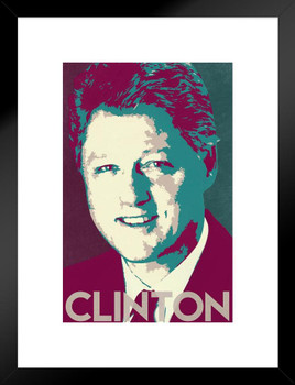 President William Jefferson Bill Clinton Pop Art Democratic Politics Politician POTUS Blue Red Matted Framed Art Wall Decor 20x26