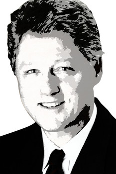 President William Jefferson Bill Clinton Pop Art Democratic Politics Politician POTUS BlacK White Cool Wall Art Print Poster 12x18