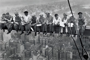 Charles Ebbets Workers Lunch Atop Skyscraper Rockefeller Center Black White Photo Cool Wall Decor Art Print Poster 18x12