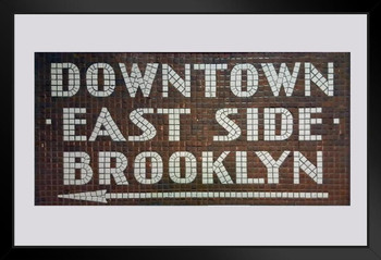 New York City Subway Mosaic Sign Downtown East Side Brooklyn Black Wood Framed Poster 20x14