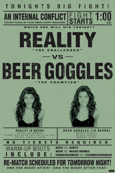 Reality vs. Beer Goggles College Humor Cool Wall Decor Art Print Poster 12x18