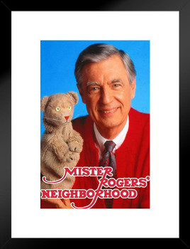 Mister Rogers Neighborhood Fred With Teddy Bear Friendly Family TV Show Matted Framed Art Wall Decor 20x26