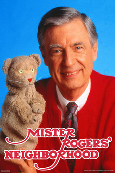 Laminated Mister Rogers Neighborhood Fred With Teddy Bear Friendly Family TV Show Poster Dry Erase Sign 12x18