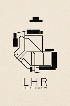 LHR London Heathrow Airport Map Art Cool Wall Art Print Poster 24x36