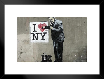 Banksy I Love New York Street Art Banksy Canvas Print Bansky Modern Art Grafitti Canvas Wall Art Street Art Prints Graffiti Art For Wall Art Canvas Love Decor Matted Framed Art Wall Decor 26x20