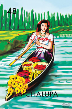 Laminated 48 La Chalupa Boat Loteria Card Mexican Bingo Lottery Poster Dry Erase Sign 12x18
